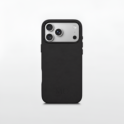 Black Leather iPhone Case | Personalized Initials