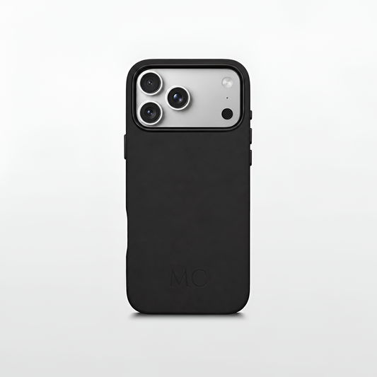 Black Leather iPhone Case | Personalized Initials