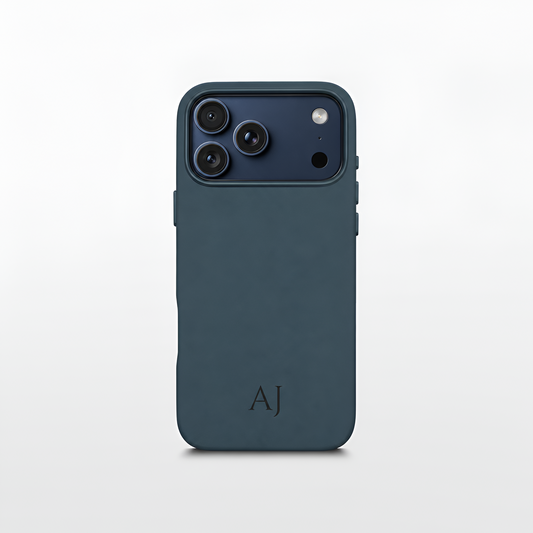 Navy Leather iPhone Case | Personalized Initials