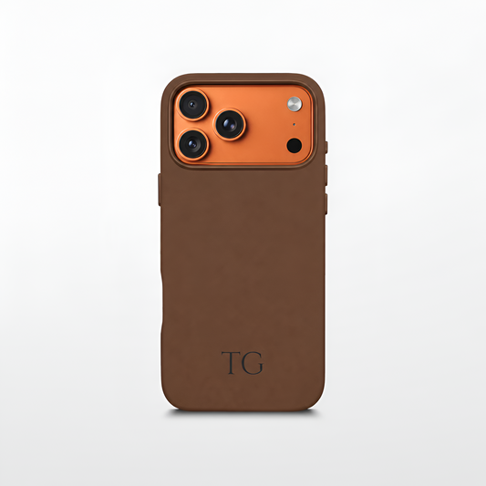 Brown Leather iPhone Case | Personalized Initials