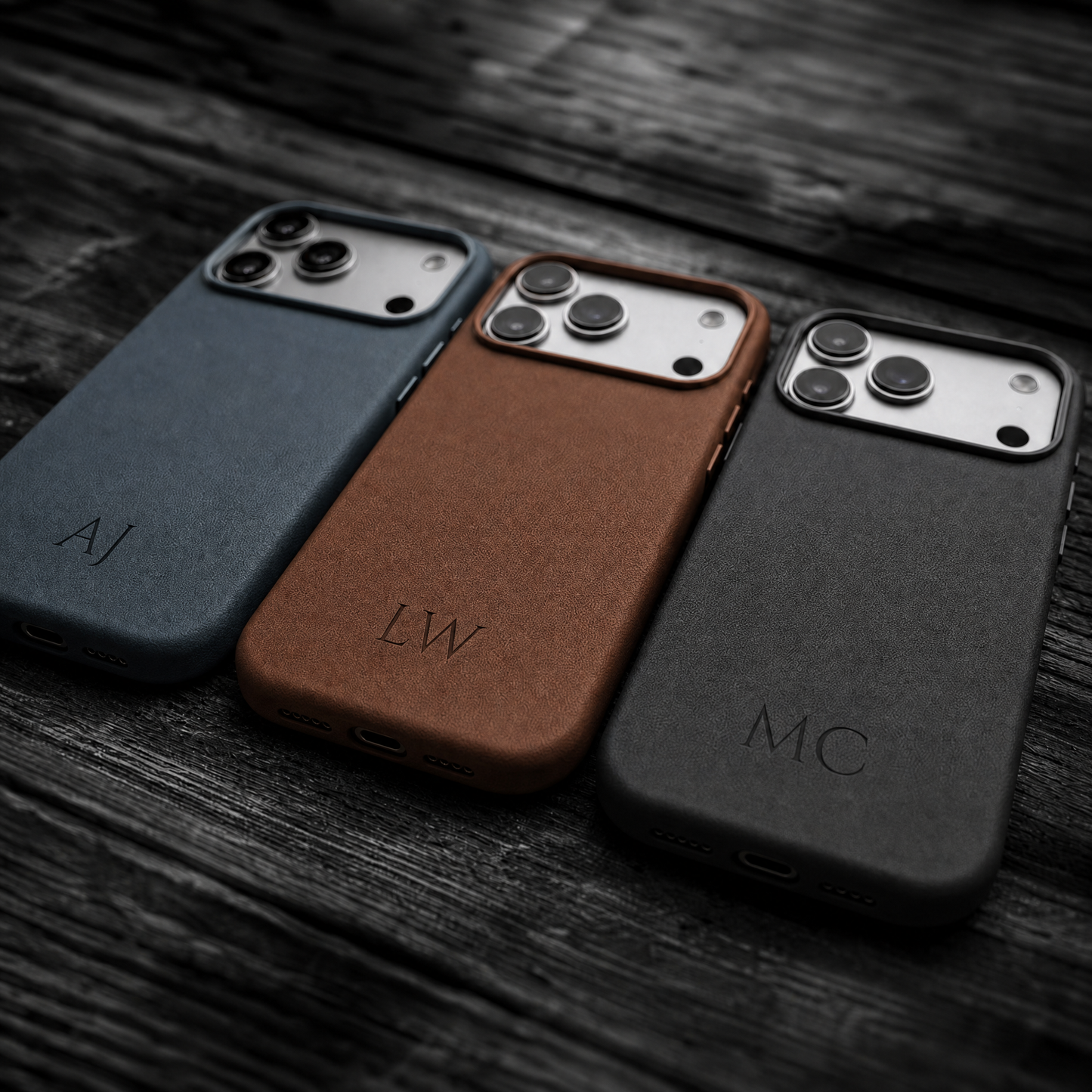 Brown Leather iPhone Case | Personalized Initials