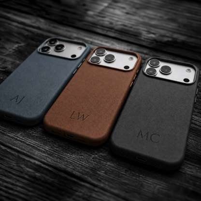 Brown Leather iPhone Case | Personalized Initials
