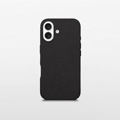 Black Leather iPhone Case | Personalized Initials