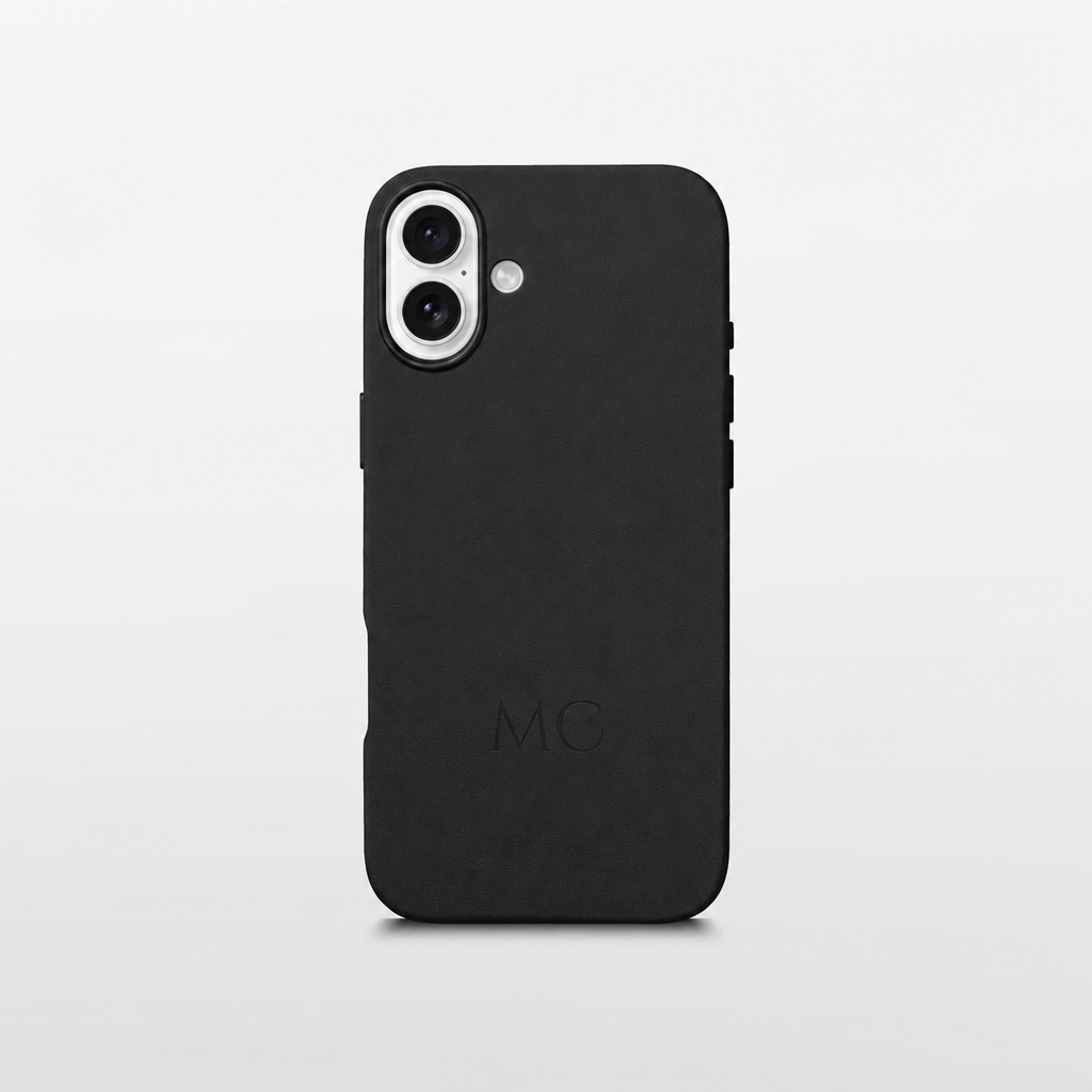 Black Leather iPhone Case | Personalized Initials