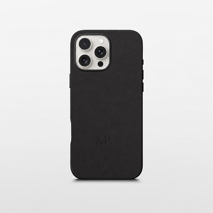 Black Leather iPhone Case | Personalized Initials
