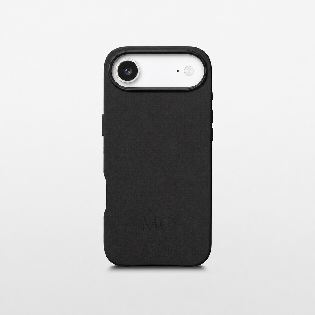 Black Leather iPhone Case | Personalized Initials
