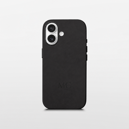 Black Leather iPhone Case | Personalized Initials