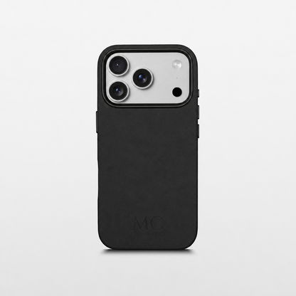 Black Leather iPhone Case | Personalized Initials