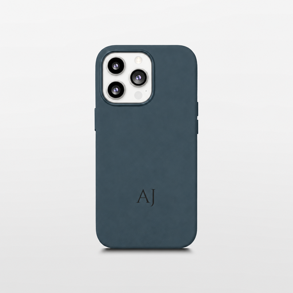 Navy Leather iPhone Case | Personalized Initials