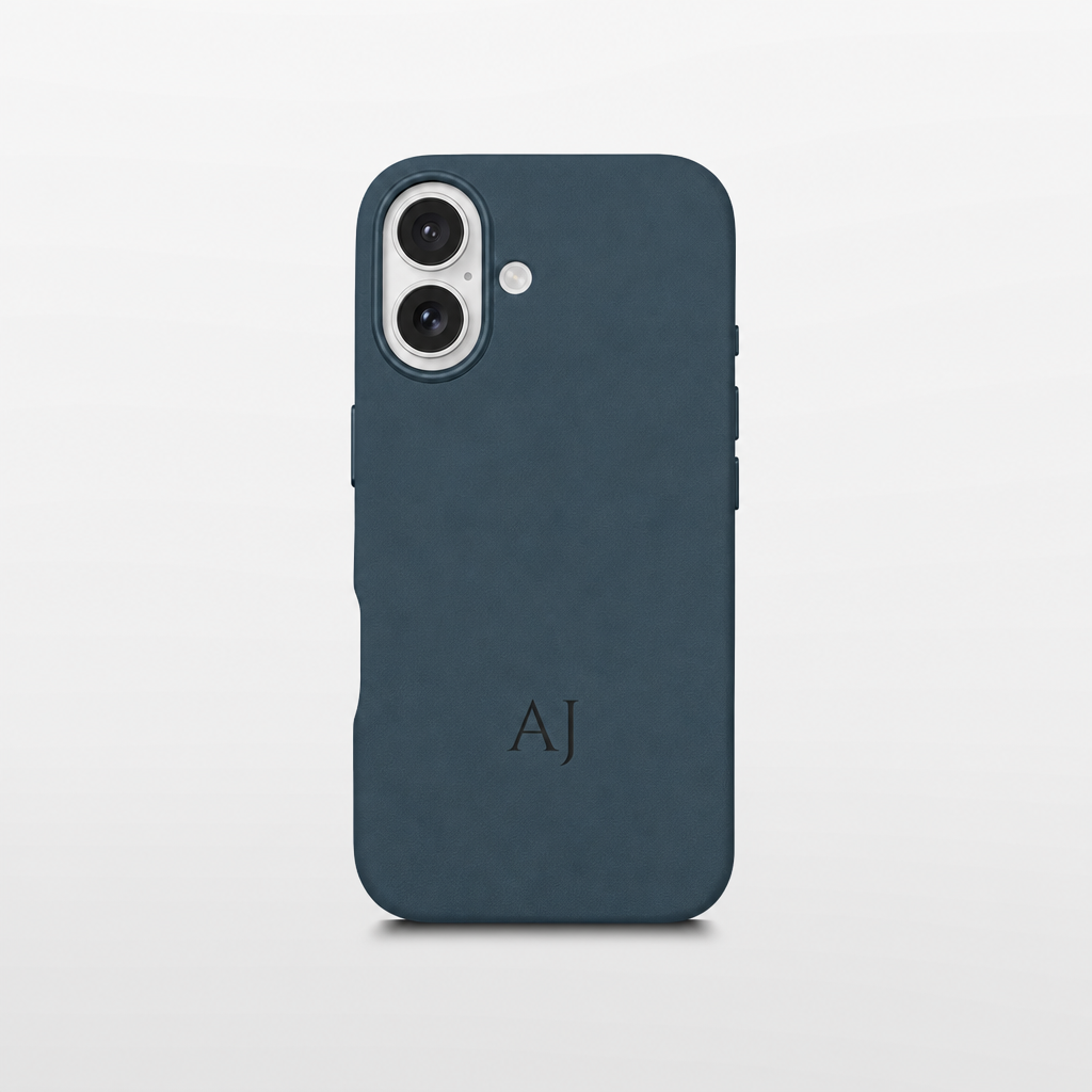 Navy Leather iPhone Case | Personalized Initials