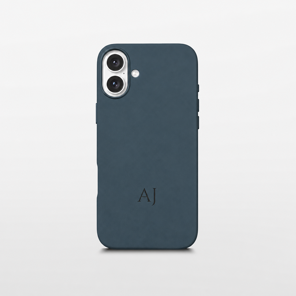 Navy Leather iPhone Case | Personalized Initials