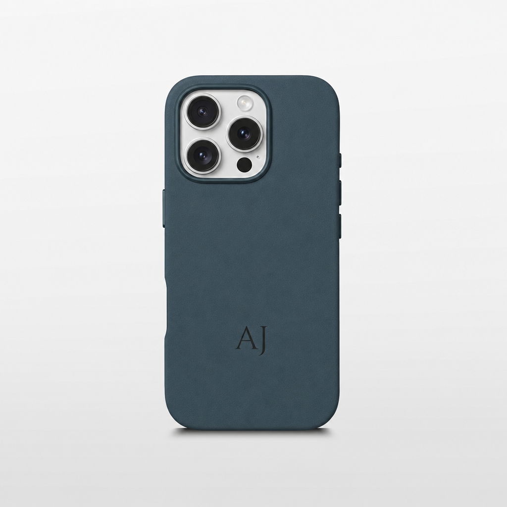 Navy Leather iPhone Case | Personalized Initials