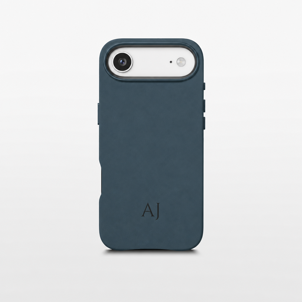 Navy Leather iPhone Case | Personalized Initials