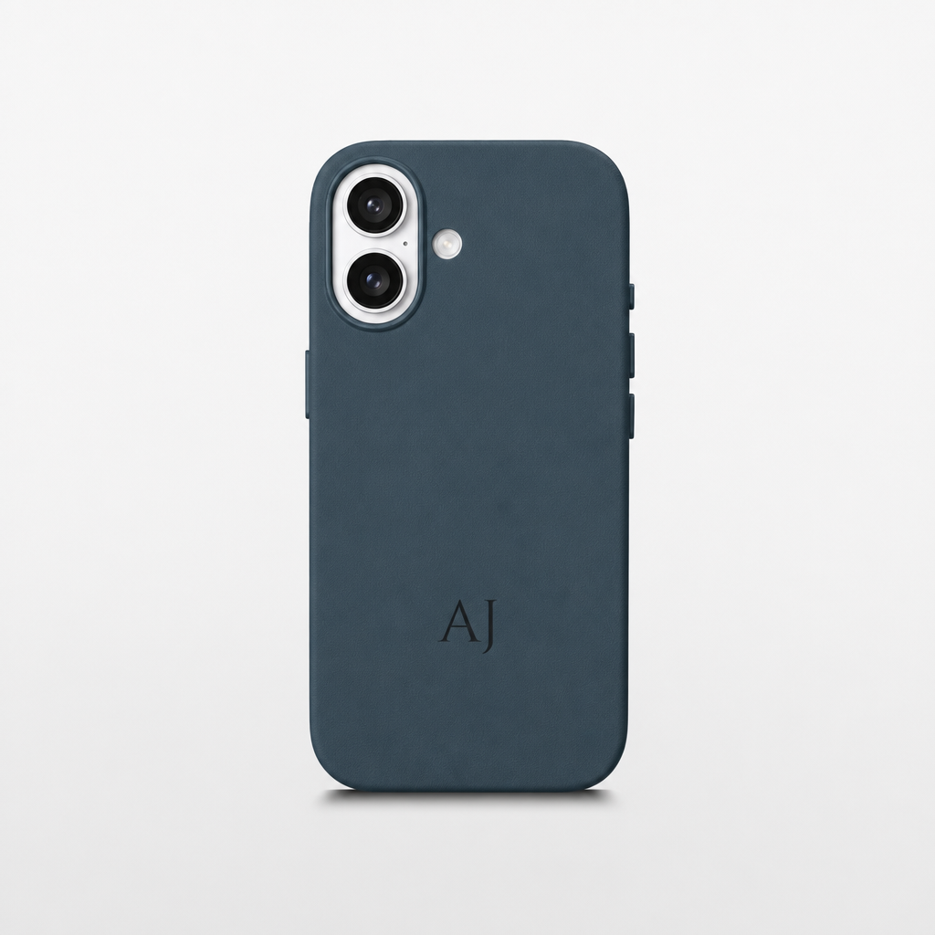 Navy Leather iPhone Case | Personalized Initials