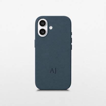 Navy Leather iPhone Case | Personalized Initials