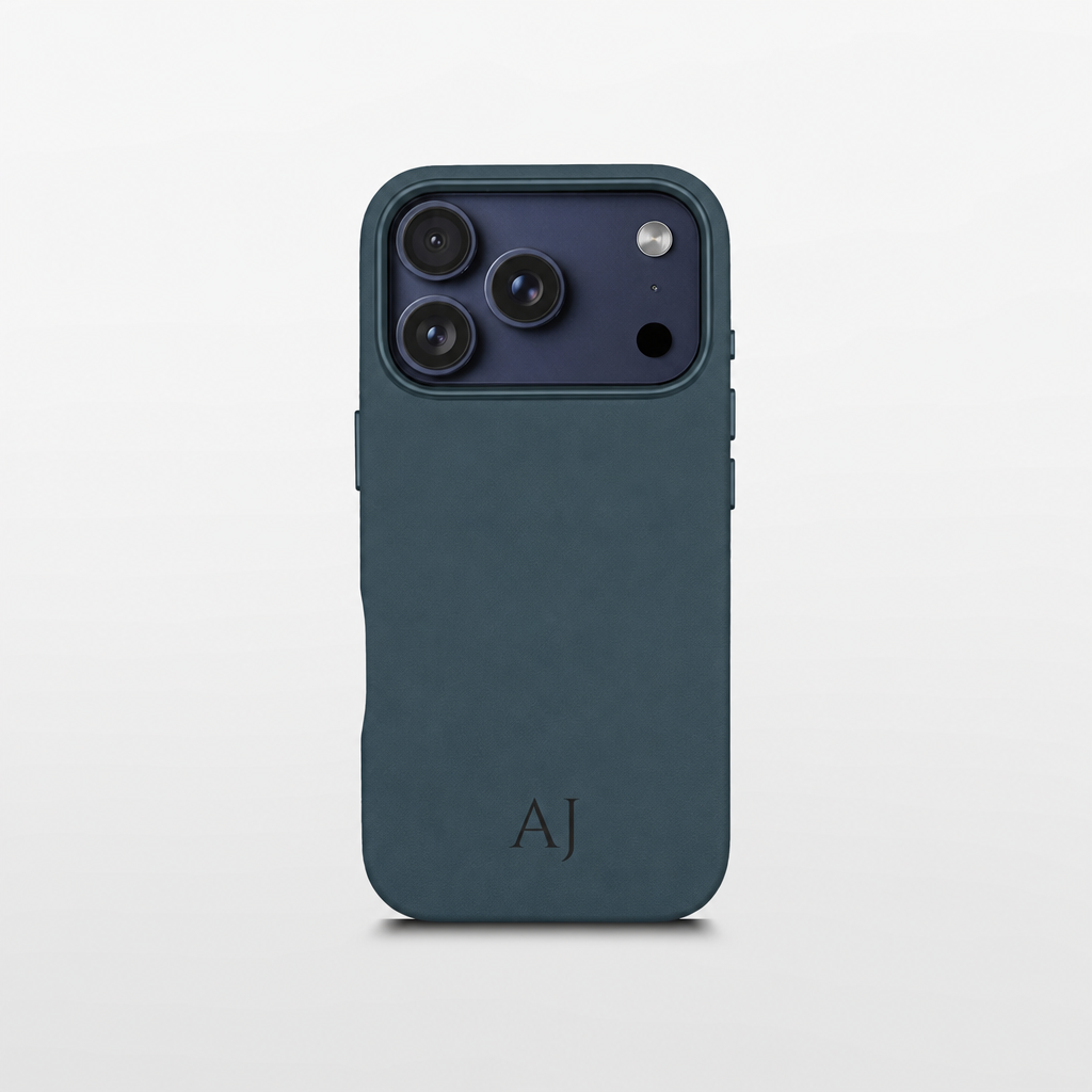 Navy Leather iPhone Case | Personalized Initials