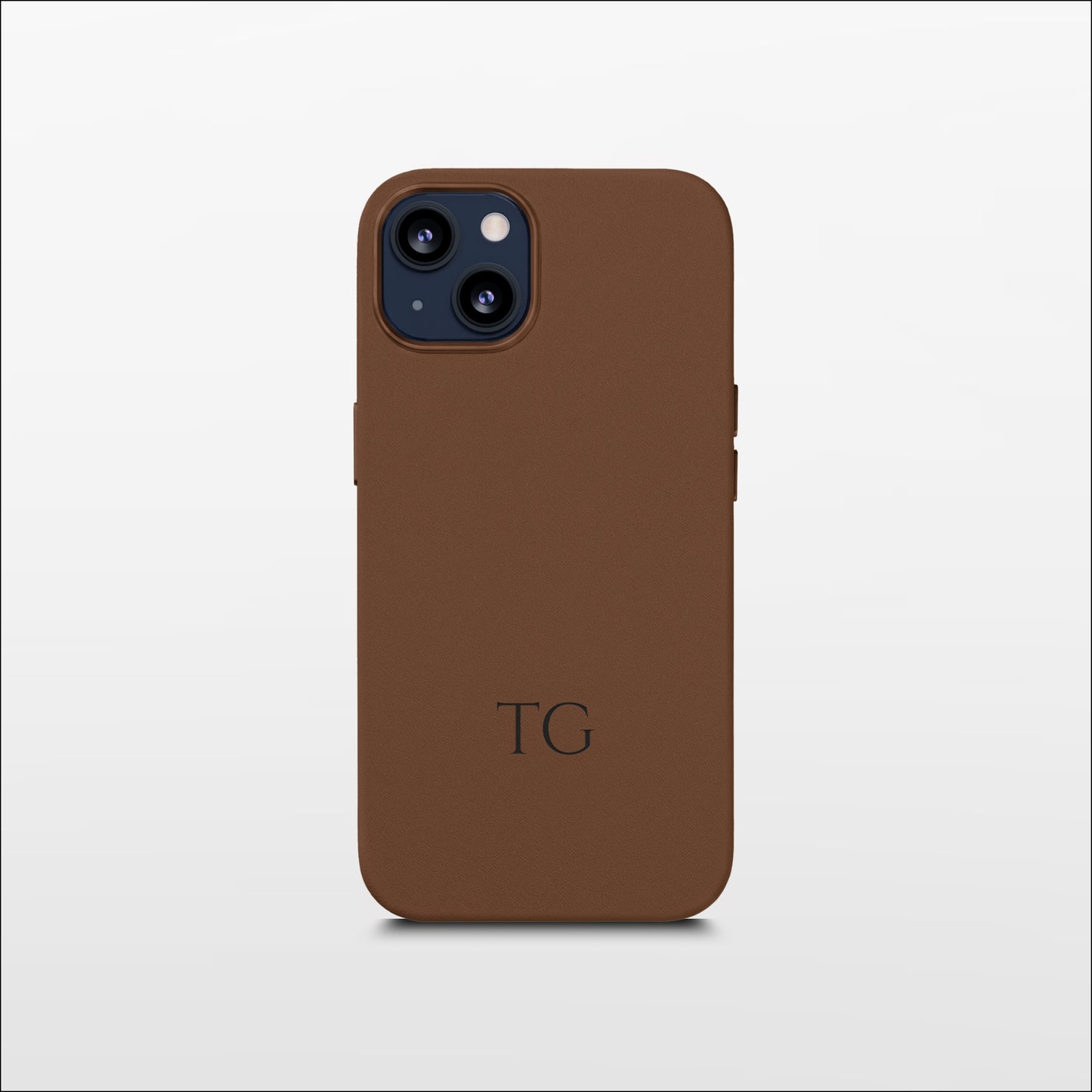 Brown Leather iPhone Case | Personalized Initials