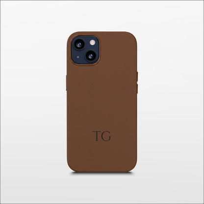 Brown Leather iPhone Case | Personalized Initials