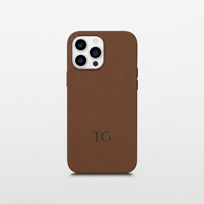 Brown Leather iPhone Case | Personalized Initials