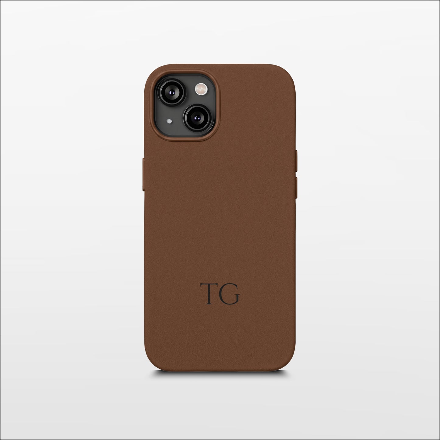Brown Leather iPhone Case | Personalized Initials