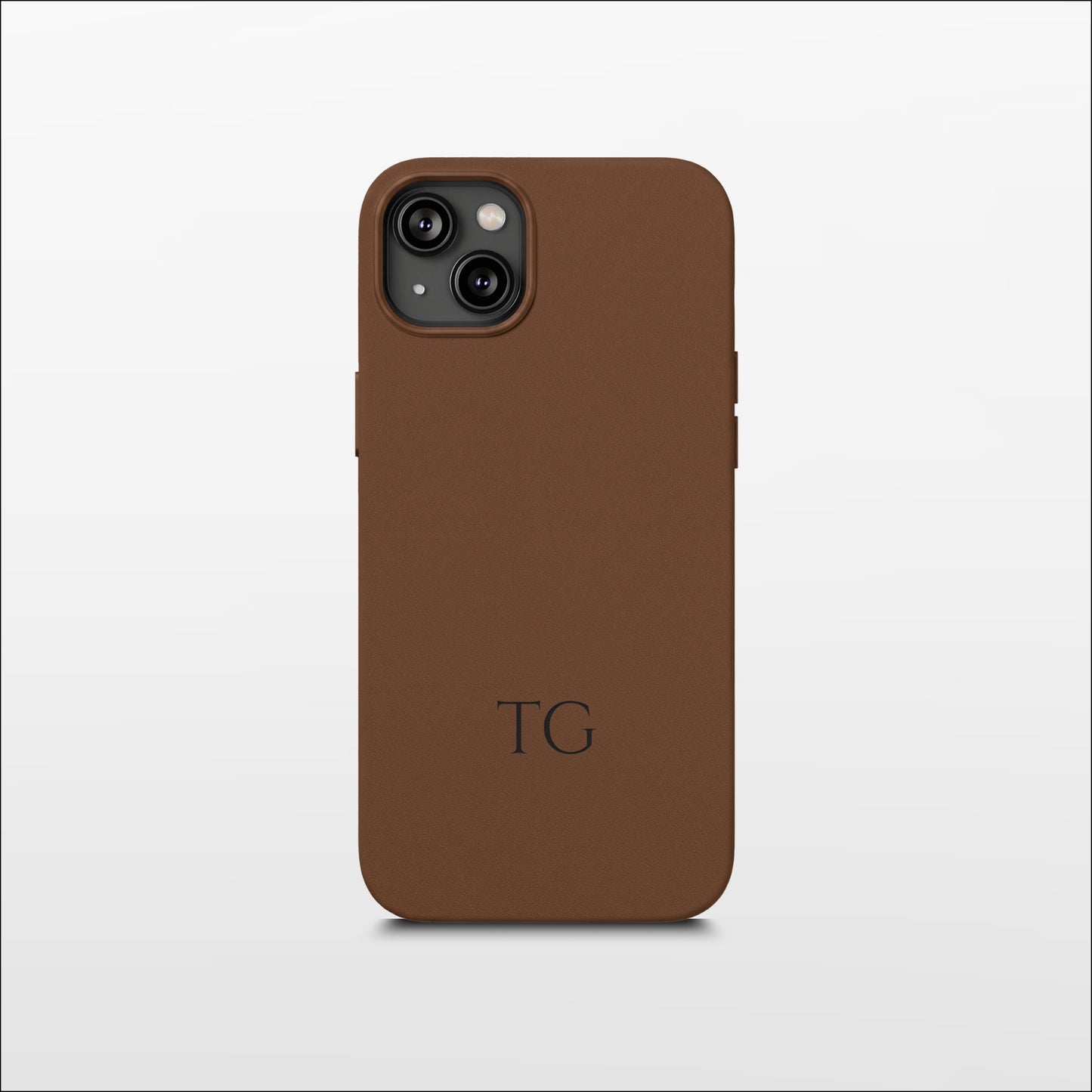 Brown Leather iPhone Case | Personalized Initials