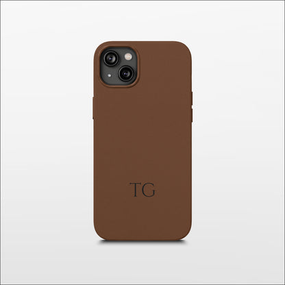 Brown Leather iPhone Case | Personalized Initials