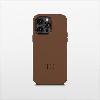 Brown Leather iPhone Case | Personalized Initials