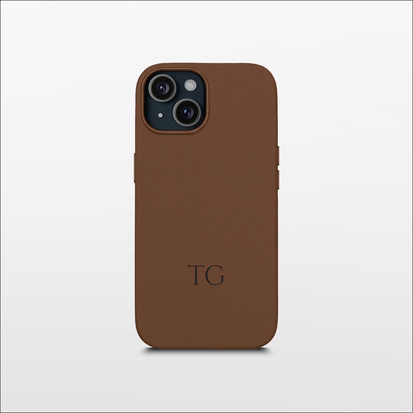 Brown Leather iPhone Case | Personalized Initials