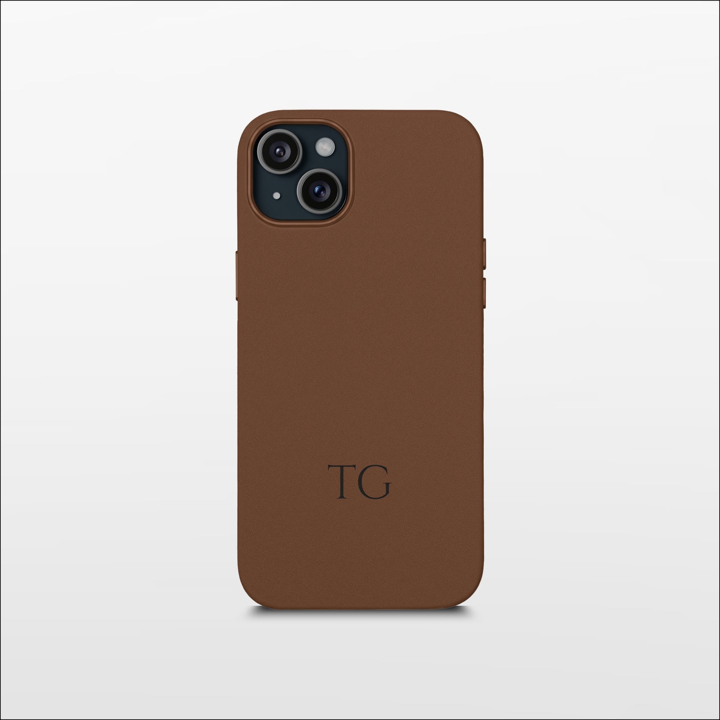 Brown Leather iPhone Case | Personalized Initials