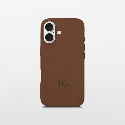 Brown Leather iPhone Case | Personalized Initials