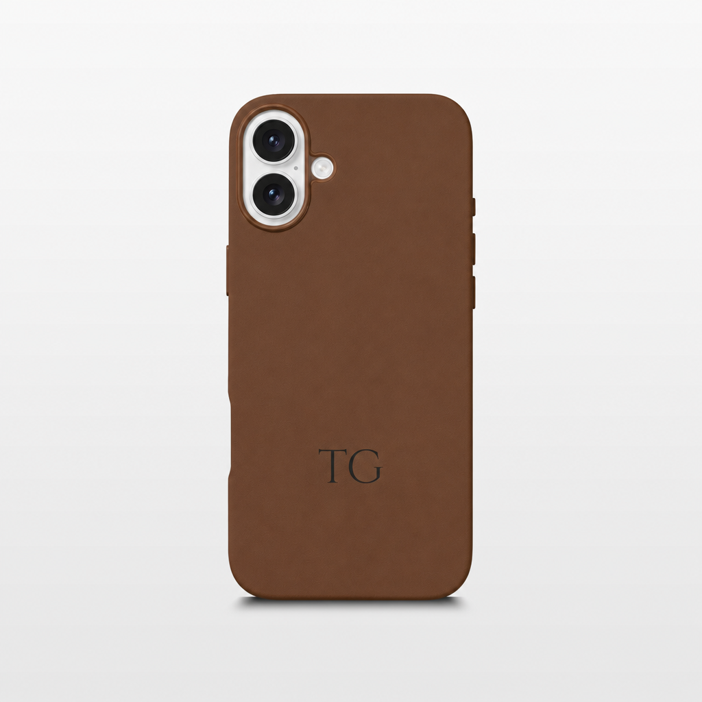 Brown Leather iPhone Case | Personalized Initials