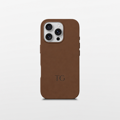 Brown Leather iPhone Case | Personalized Initials