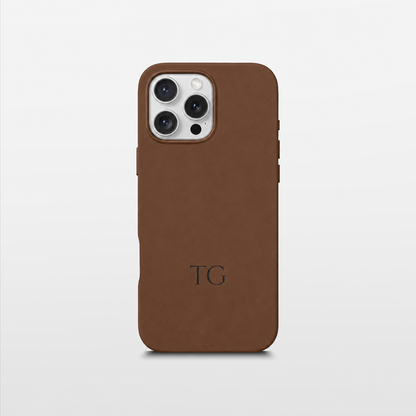 Brown Leather iPhone Case | Personalized Initials