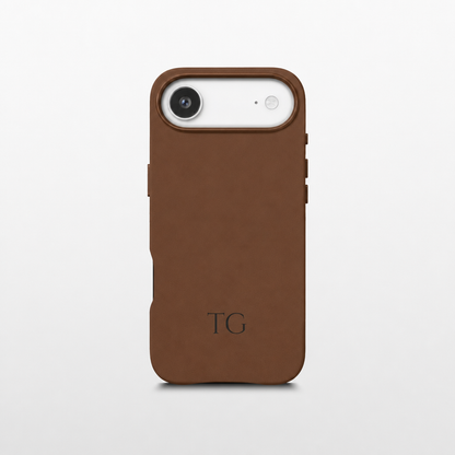 Brown Leather iPhone Case | Personalized Initials