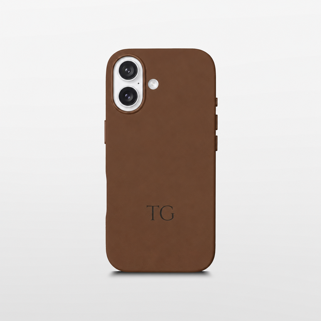 Brown Leather iPhone Case | Personalized Initials