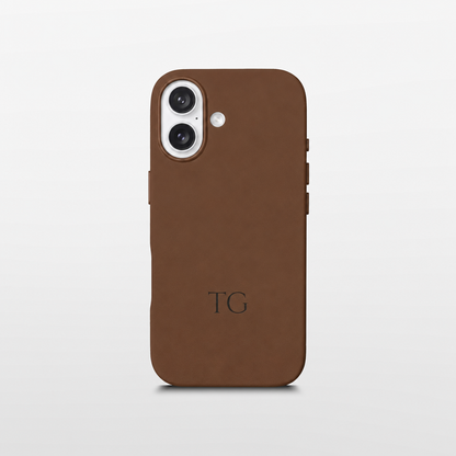 Brown Leather iPhone Case | Personalized Initials