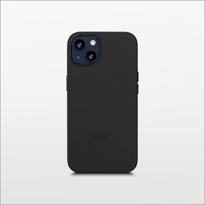 Black Leather iPhone Case | Personalized Initials