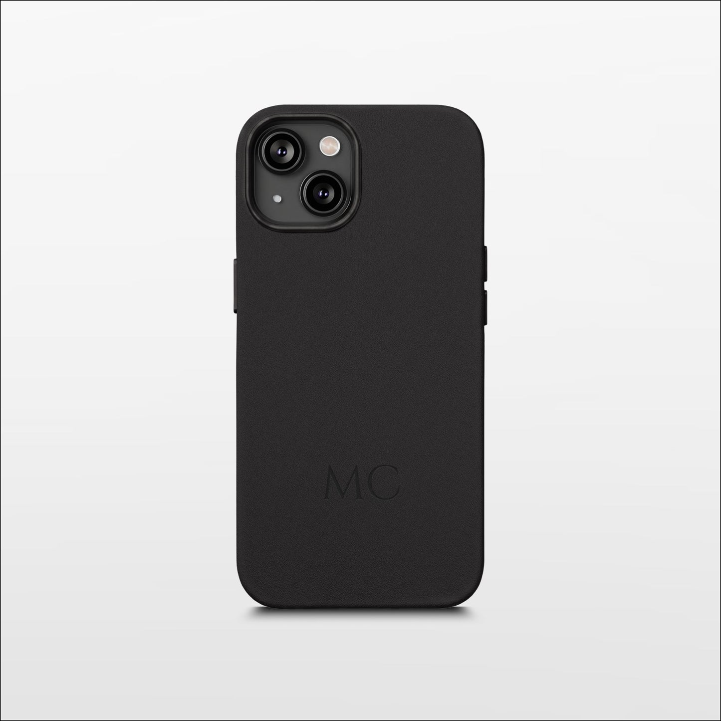 Black Leather iPhone Case | Personalized Initials