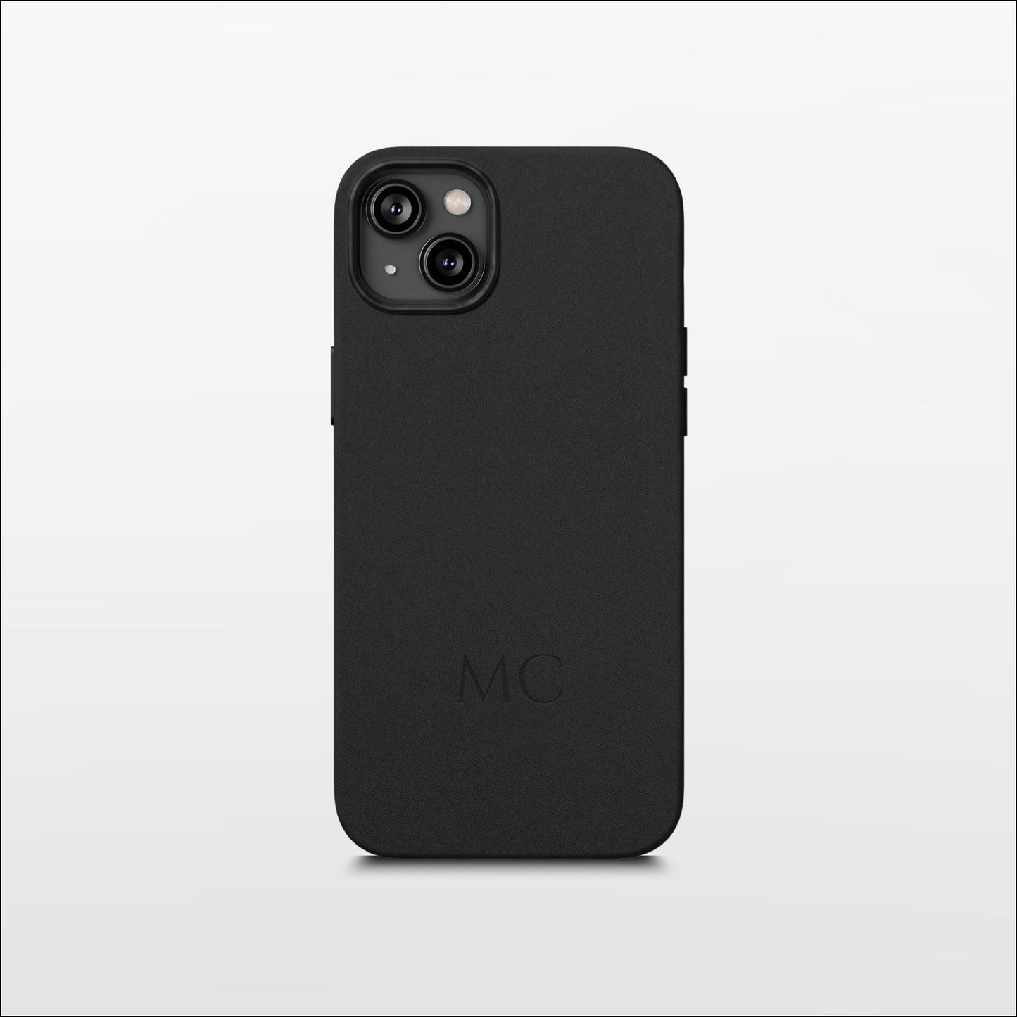 Black Leather iPhone Case | Personalized Initials