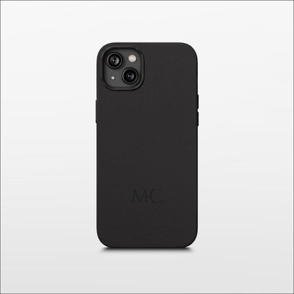 Black Leather iPhone Case | Personalized Initials