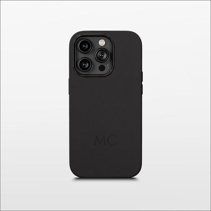 Black Leather iPhone Case | Personalized Initials