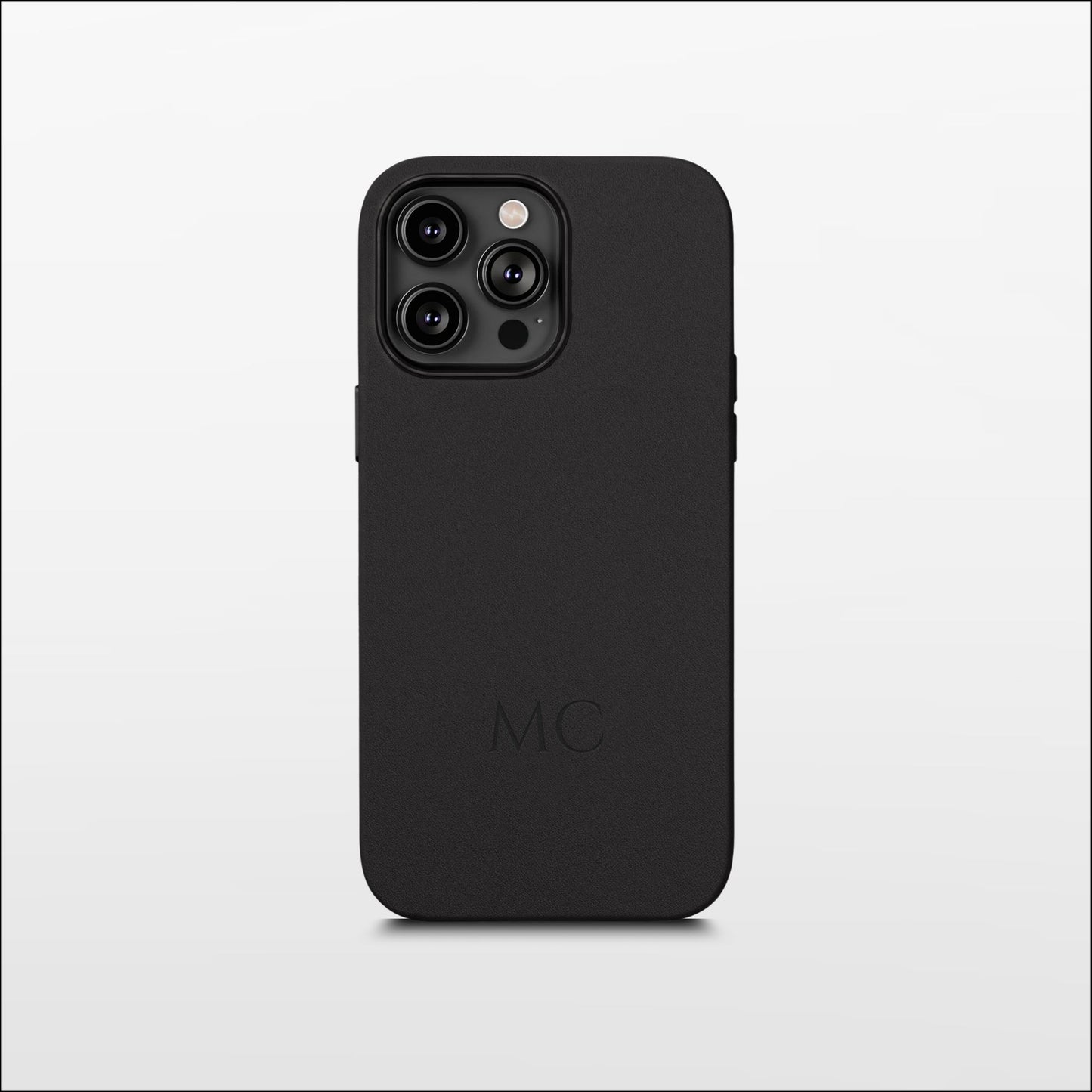 Black Leather iPhone Case | Personalized Initials
