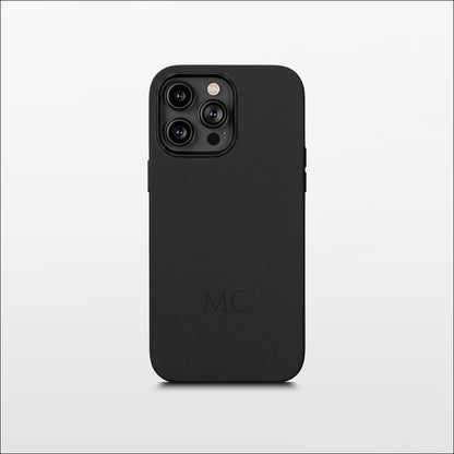 Black Leather iPhone Case | Personalized Initials