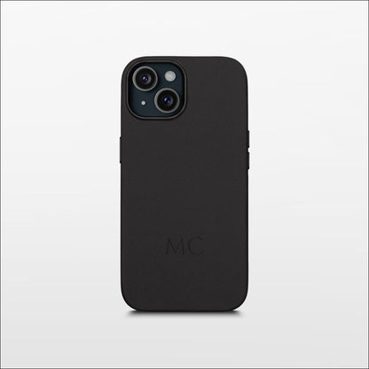 Black Leather iPhone Case | Personalized Initials