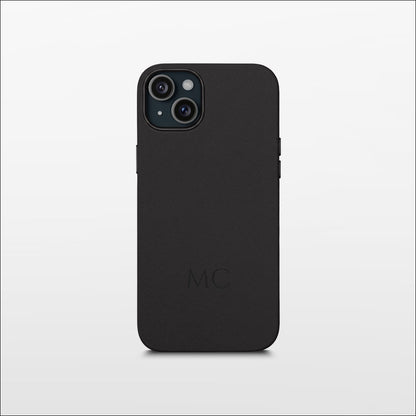 Black Leather iPhone Case | Personalized Initials