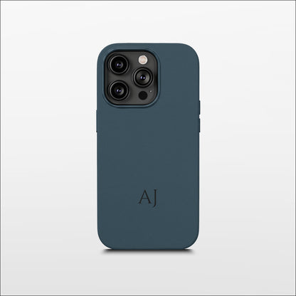 Navy Leather iPhone Case | Personalized Initials