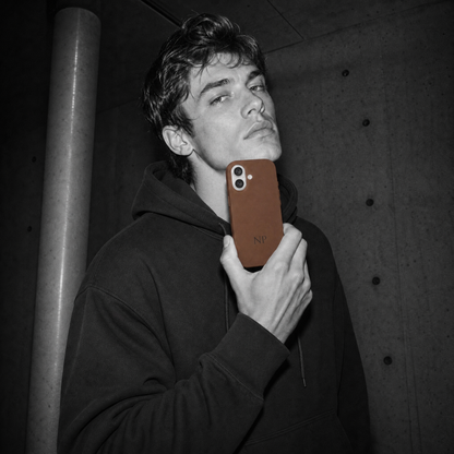 Brown Leather iPhone Case | Personalized Initials